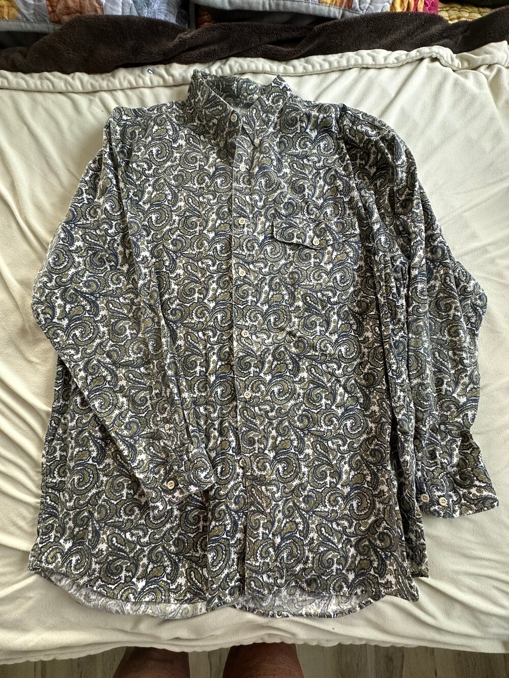 Cellini Collection Paisley Long Sleeve Shirt XL Cotton Button Down